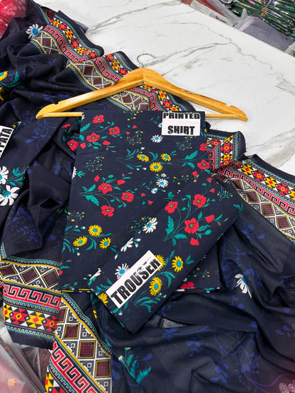 VOL 247 | DS 56 | DIGITAL PRINTED LAWN THREE PIECES VOIL LAWN DUPATTA