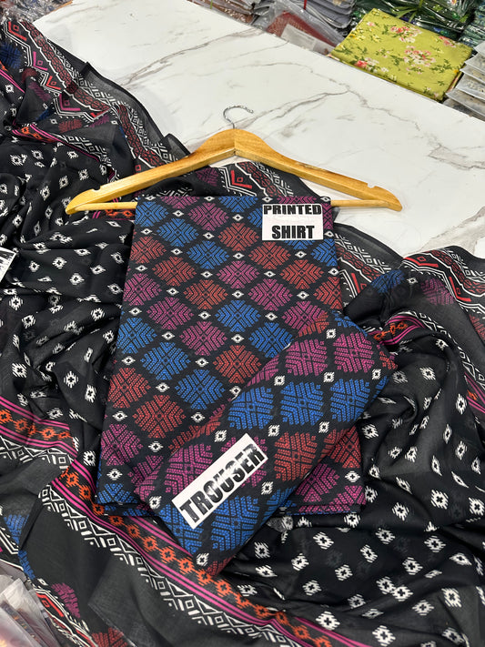 VOL 247 | DS 42 | DIGITAL PRINTED LAWN THREE PIECES VOIL LAWN DUPATTA