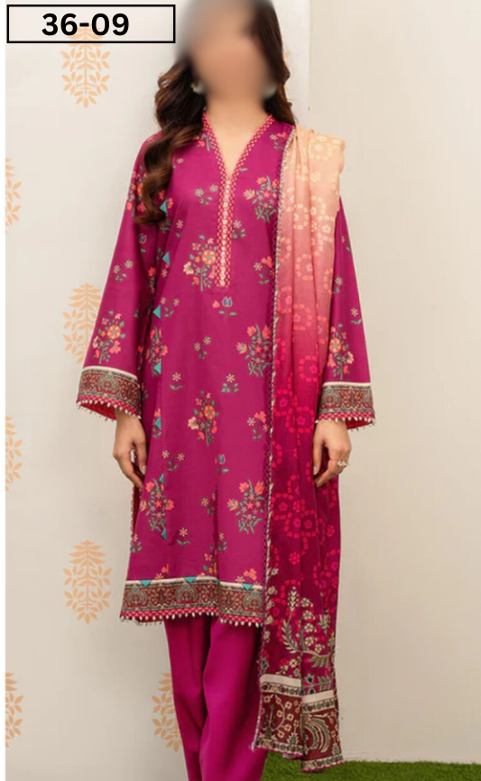 VOL 36 | DS 09| DIGITAL PRINTED LAWN 3PC
