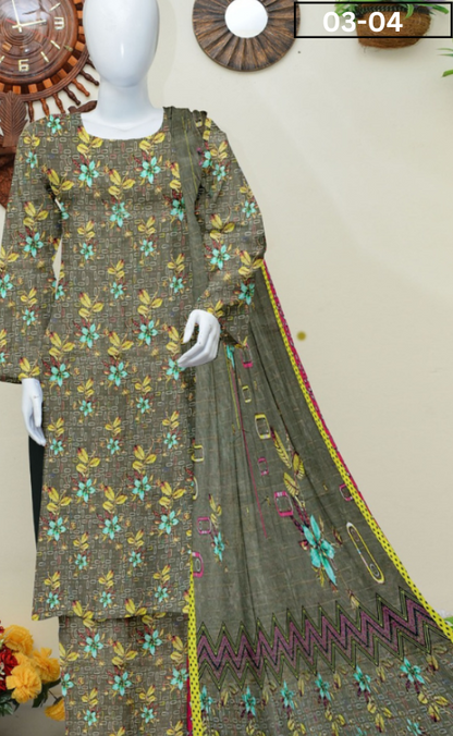 VOL 03 | DS 04 | ZARI LAWN DIGITAL PRINTED 3PC