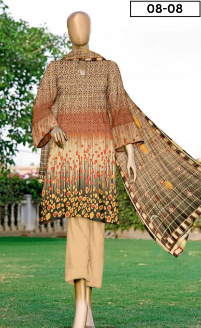 VOL 08 | DS 08 | DIGITAL PRINTED BANA DORIYA  LAWN 3PC