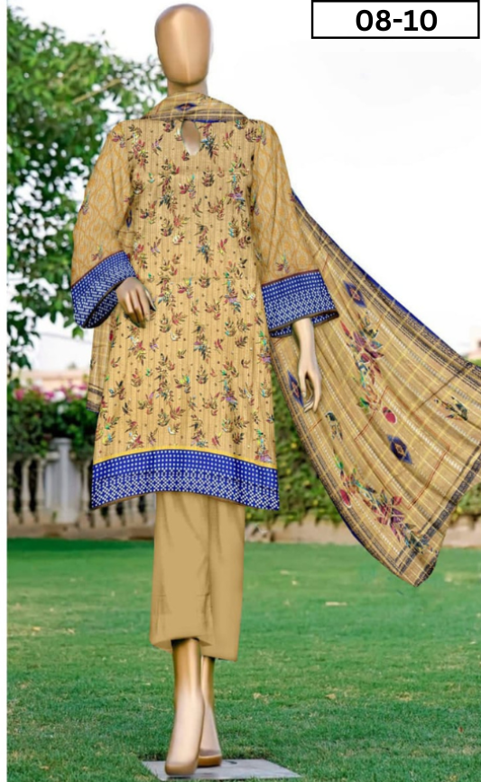 VOL 08 | DS 10 | DIGITAL PRINTED BANA DORIYA  LAWN 3PC