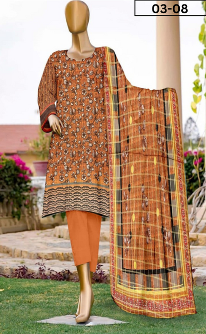 VOL 08 | DS 03 | DIGITAL PRINTED BANA DORIYA  LAWN 3PC