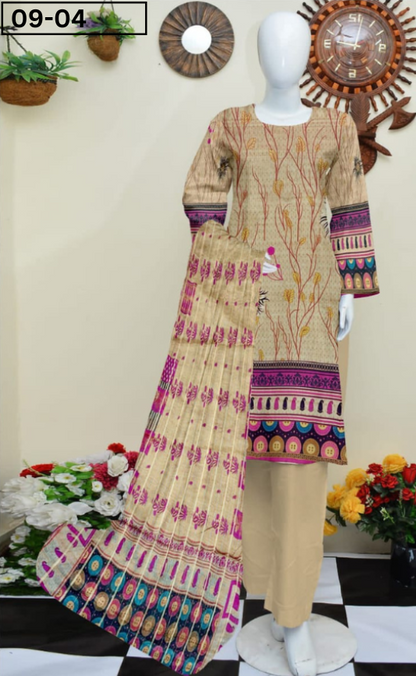 VOL 09 | DS 04 | DIGITAL PRINTED BANA DORIYA  LAWN 3PC