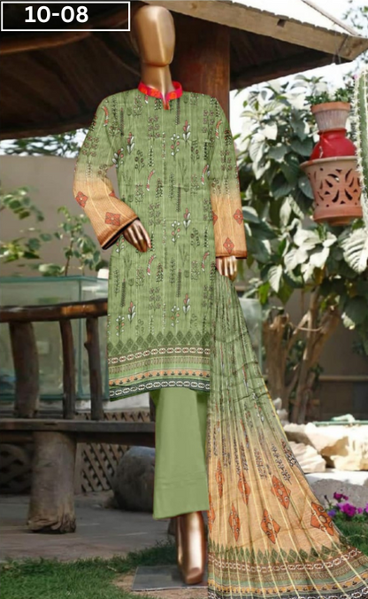 VOL 10 | DS 08 | DIGITAL PRINTED BANA DORIYA  LAWN 3PC