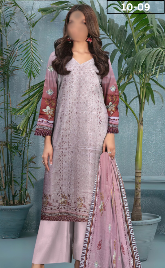 VOL 10 | DS 09 | DIGITAL PRINTED LAWN CHIKANKAARI 3 PC