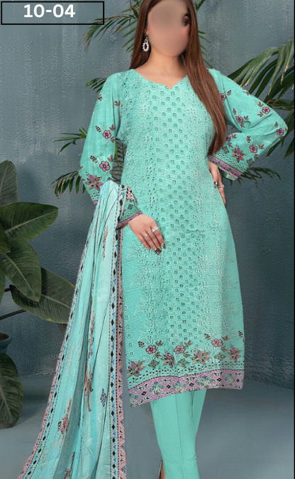 VOL 10 | DS 04 | DIGITAL PRINTED LAWN CHIKANKARI 3 PC