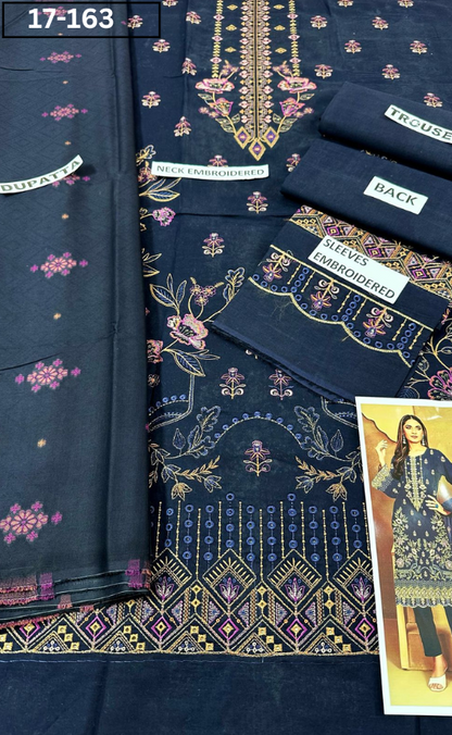 VOL 17 | DS 163 | EMBROIDERED LAWN  3PC