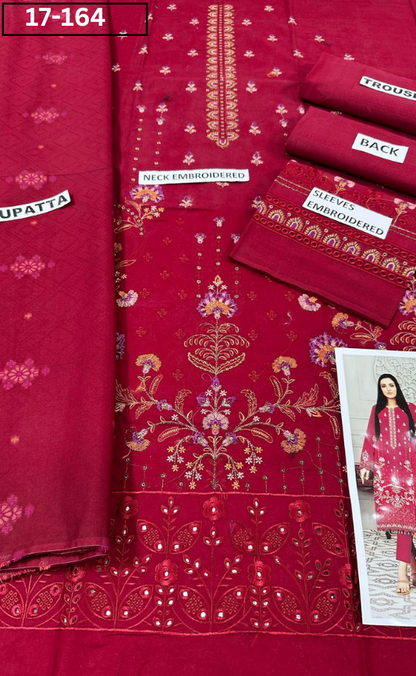 VOL 17 | DS 164 | EMBROIDERED LAWN  3PC