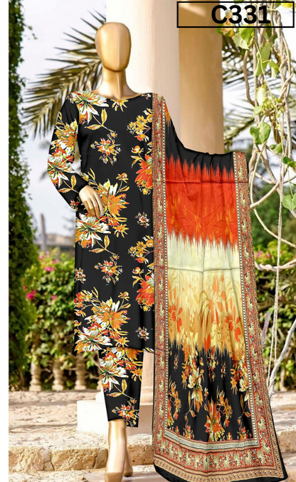 DIGITAL PRINTED LINEN 3PC | DS C331 |