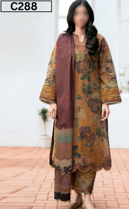 DIGITAL PRINTED LINEN 3PC | DS C288 |