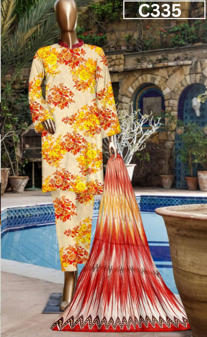 DIGITAL PRINTED LINEN 3PC | DS C335 |