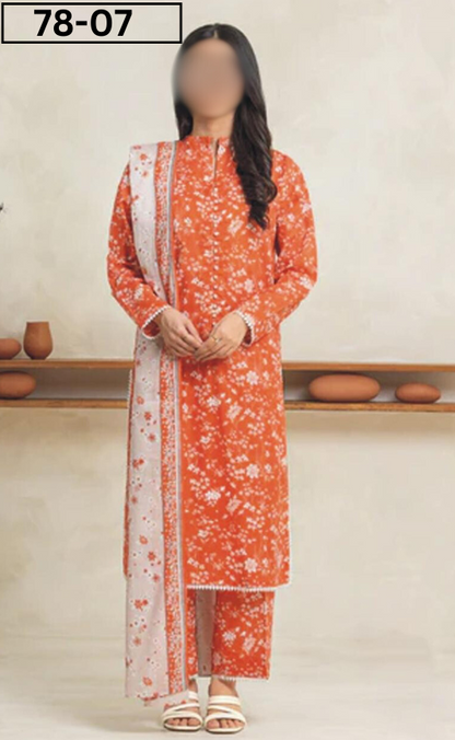 VOL 78 | DS 07 | BANA DORA PRINTED LAWN 3PC