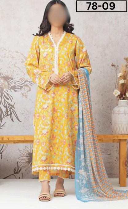 VOL 78 | DS 09 | BANA DORA PRINTED LAWN 3PC