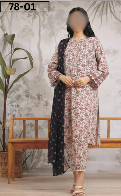 VOL 78 | DS 01 | BANA DORA PRINTED LAWN 3PC