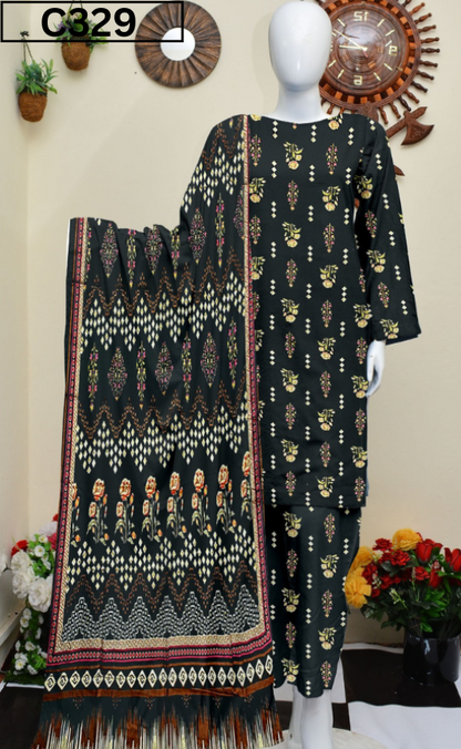 DIGITAL PRINTED LINEN 3PC | DS C329 |