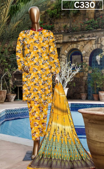 DIGITAL PRINTED LINEN 3PC | DS C330 |