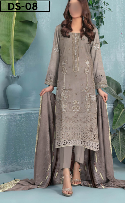 EMBROIDERY LAWN 3PC JACQUARD DUPATTA | DS 08 | LAWN