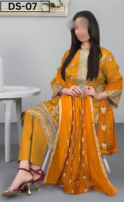 EMBROIDERY LAWN 3PC JACQUARD DUPATTA | DS 07 | LAWN