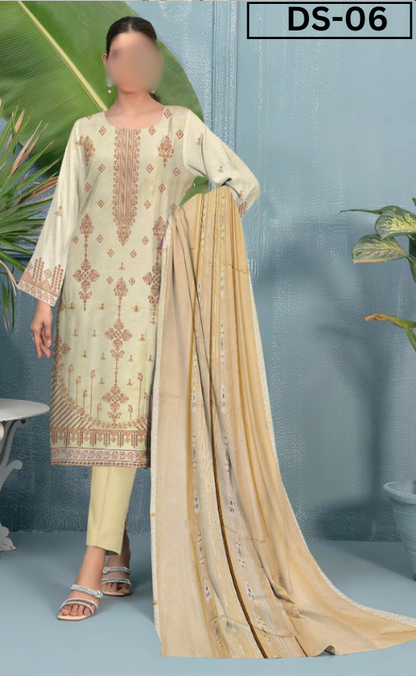 EMBROIDERY LAWN 3PC JACQUARD DUPATTA | DS 06 | LAWN