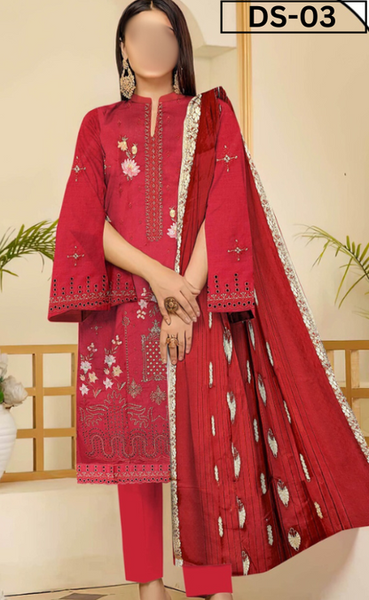 EMBROIDERY LAWN 3PC JACQUARD DUPATTA | DS 03 | LAWN