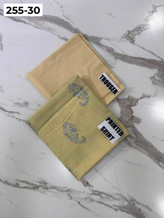 VOL 255 | DS 30 | PRINTED HIT CODES LAWN 2PC | DIGITAL PRINTED LAWN SHIRT PLAIN COTTON TROUSER