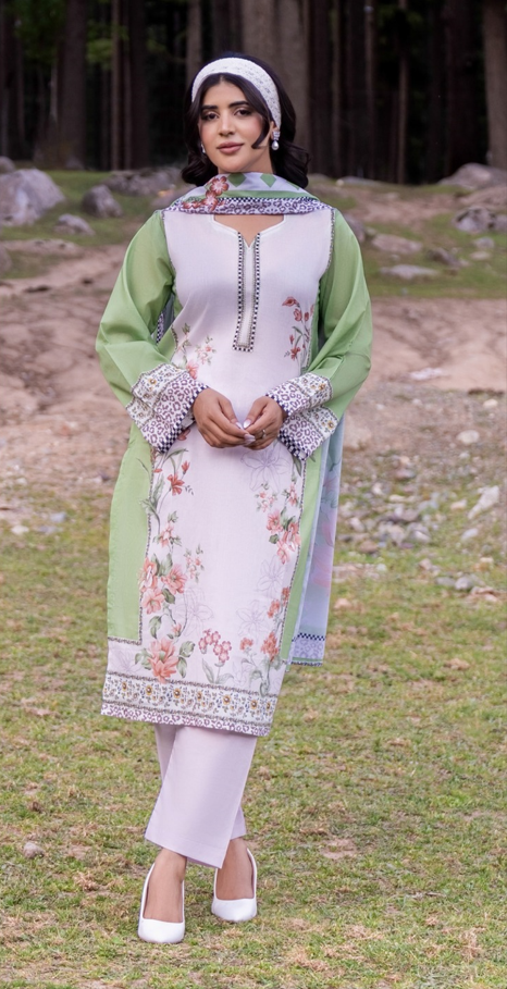 VOL 263 | DS 06 | RIWAYAT By SHANAYA | DIGITAL PRINTED 3PC LAWN SHIRT, DYED TROUSER, PRINTED VOIL DUPATTA