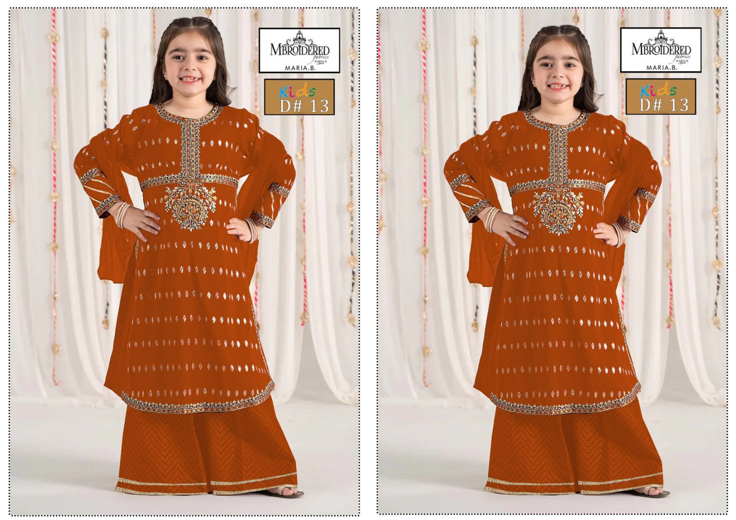 | DS 13-ORANGE | KIDS EMBROIDERED LAWN 2PC