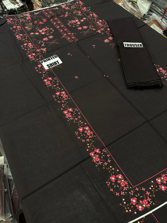 VOL 257 | DS 28 | PRINTED HIT CODES LAWN 2PC | DIGITAL PRINTED LAWN SHIRT, PLAIN COTTON TROUSER