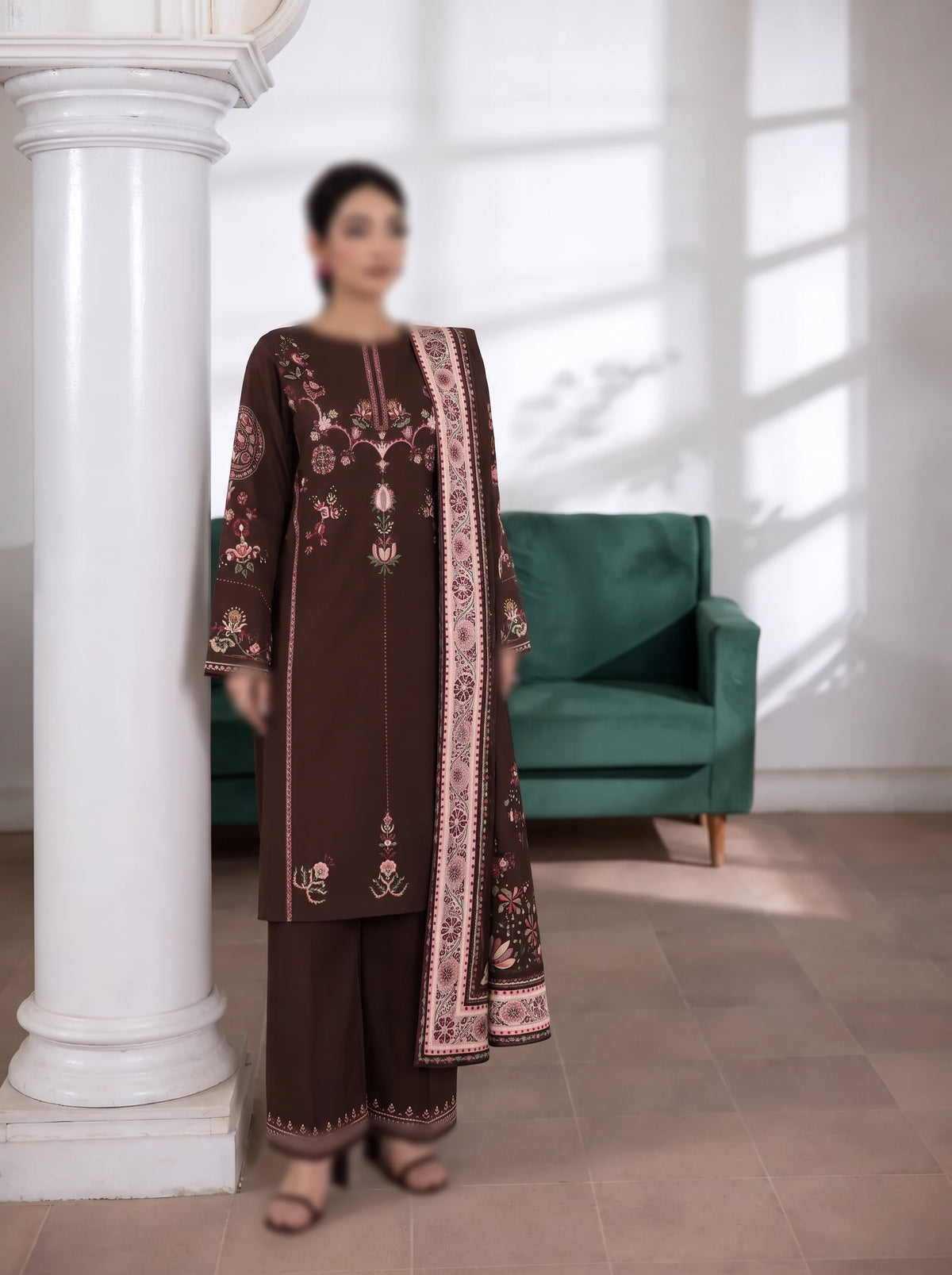VOL 292 | 08 | AEENA BY SHANAYA | DIGITAL PRINTED 3PC CORDUROY KHADDAR SUIT | PRINTED SHIRT, TROUSER & DUPATTA