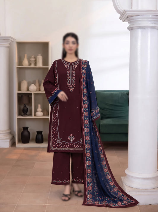 VOL 292 | 06 | AEENA BY SHANAYA | DIGITAL PRINTED 3PC CORDUROY KHADDAR SUIT | PRINTED SHIRT, TROUSER & DUPATTA