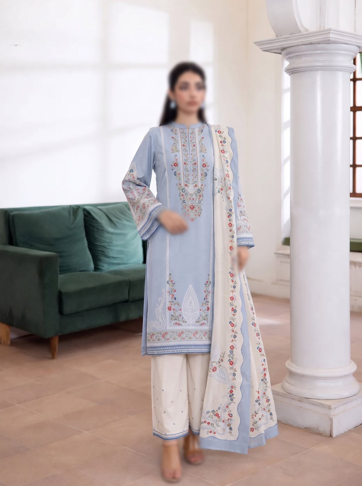 VOL 292 | 07 | AEENA BY SHANAYA | DIGITAL PRINTED 3PC CORDUROY KHADDAR SUIT | PRINTED SHIRT, TROUSER & DUPATTA