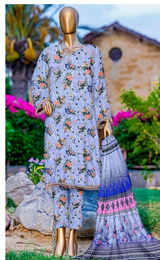 Mirha linen |DS C324| Allower Digital Printed linen 3 piece