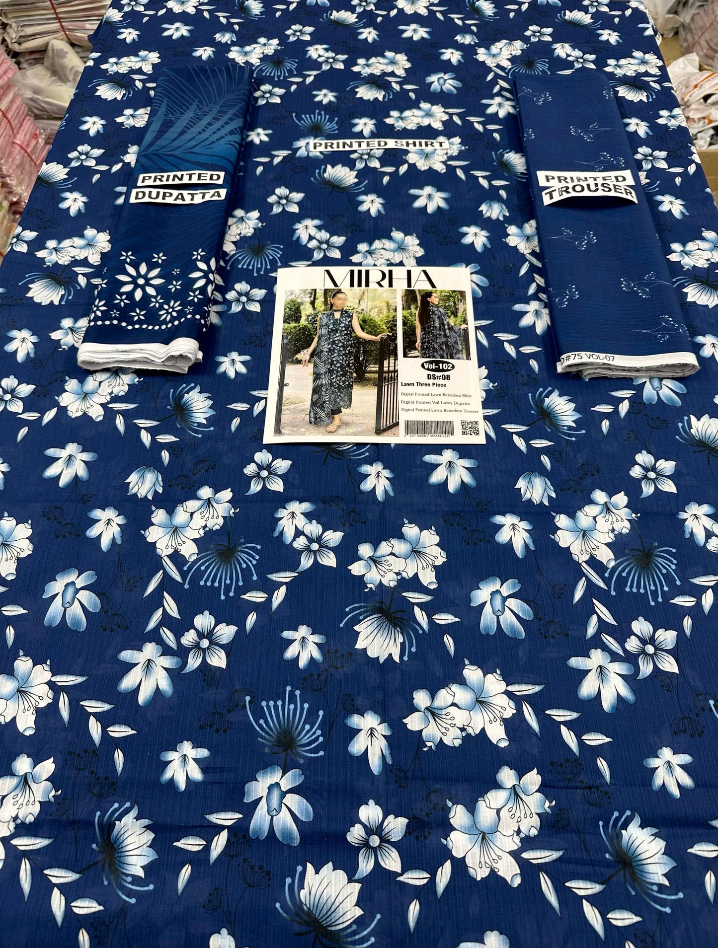 VOL 102 | DS 08 | DIGITAL PRINTED BANA DORA LAWN 3PC VOIL LAWN DUPATTA