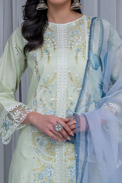 VOL 114 | DS 04 | SHANAYA LAWN EMBROIDERED 3PC PURE ORGANZA DUPATTA
