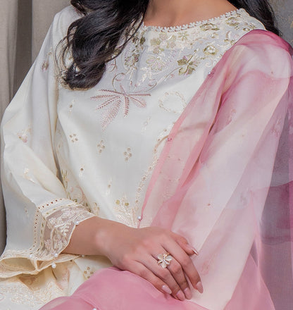 VOL 114 | DS 02 | SHANAYA LAWN EMBROIDERED 3PC PURE ORGANZA DUPATTA