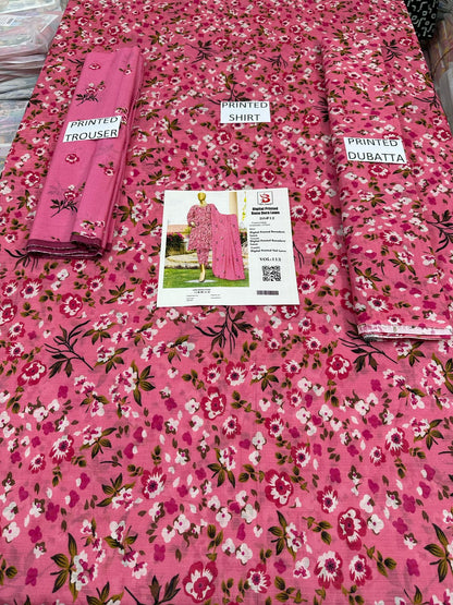 VOL 113 | DS 12 | DIGITAL PRINTED BANADORA LAWN 3PC VOIL LAWN DUPATTA