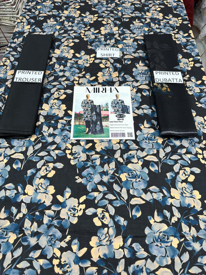 VOL 116 | DS 12 | DIGITAL PRINTED LAWN 3PC DYED TROUSER VOIL LAWN DUPATTA