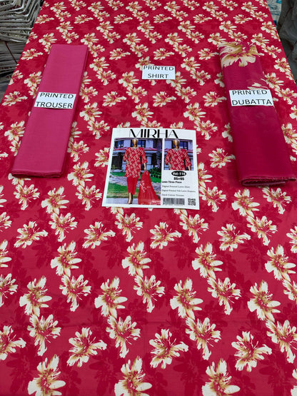 VOL 116 | DS 05 | DIGITAL PRINTED LAWN 3PC DYED TROUSER VOIL LAWN DUPATTA