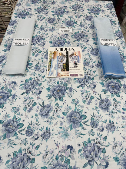 VOL 116 | DS 02 | DIGITAL PRINTED LAWN 3PC DYED TROUSER VOIL LAWN DUPATTA