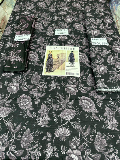VOL 115 | DS 02  | DIGITAL PRINTED BANADORA LAWN 3PC VOIL LAWN DUPATTA
