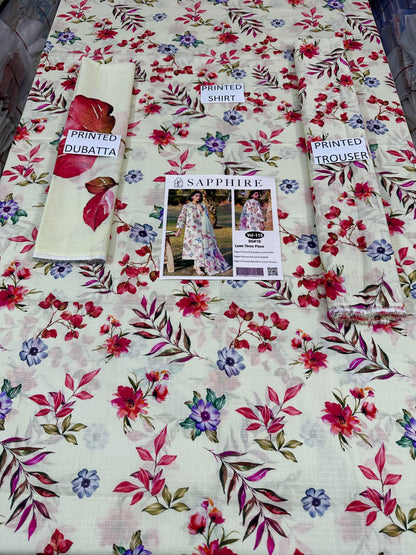 VOL 115 | DS 10 | DIGITAL PRINTED BANADORA LAWN 3PC VOIL LAWN DUPATTA