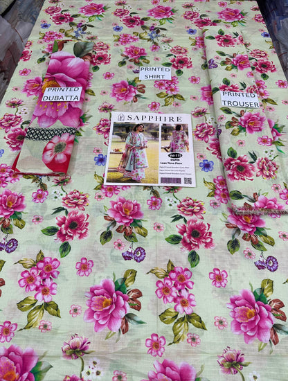 VOL 115 | DS 06 | DIGITAL PRINTED BANADORA LAWN 3PC VOIL LAWN DUPATTA