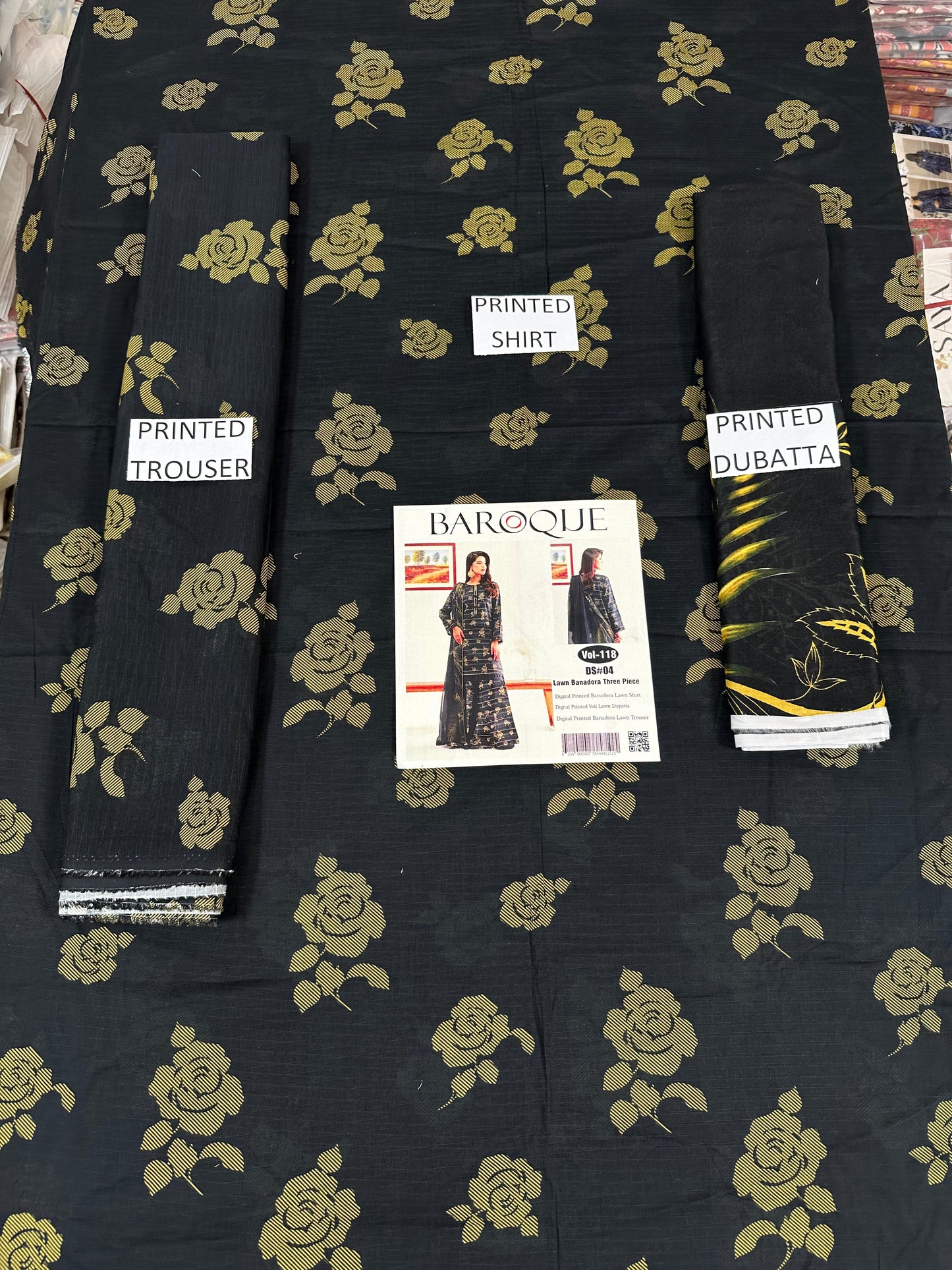 VOL 118 | DS 04 | DIGITAL PRINTED BANADORA LAWN 3PC VOIL LAWN DUPATTA