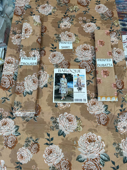 VOL 118 | DS 15 | DIGITAL PRINTED BANADORA LAWN 3PC VOIL LAWN DUPATTA
