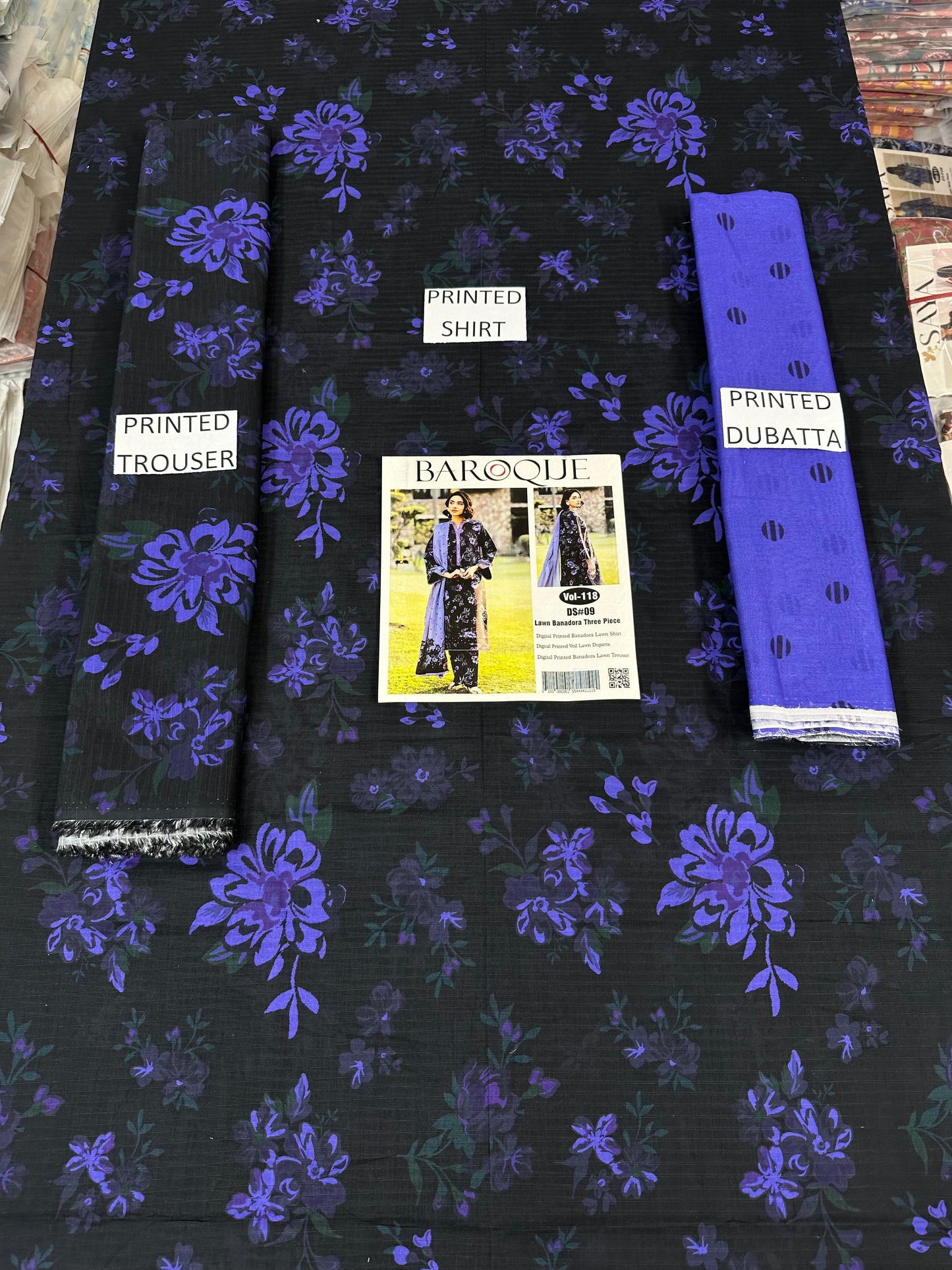 VOL 118 | DS 09 | DIGITAL PRINTED BANADORA LAWN 3PC VOIL LAWN DUPATTA