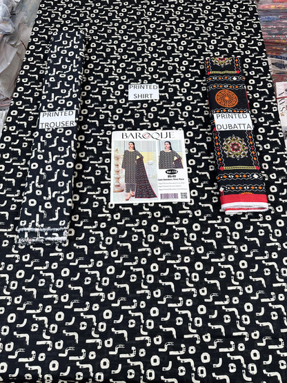 VOL 118 | DS 01 | DIGITAL PRINTED BANADORA LAWN 3PC VOIL LAWN DUPATTA