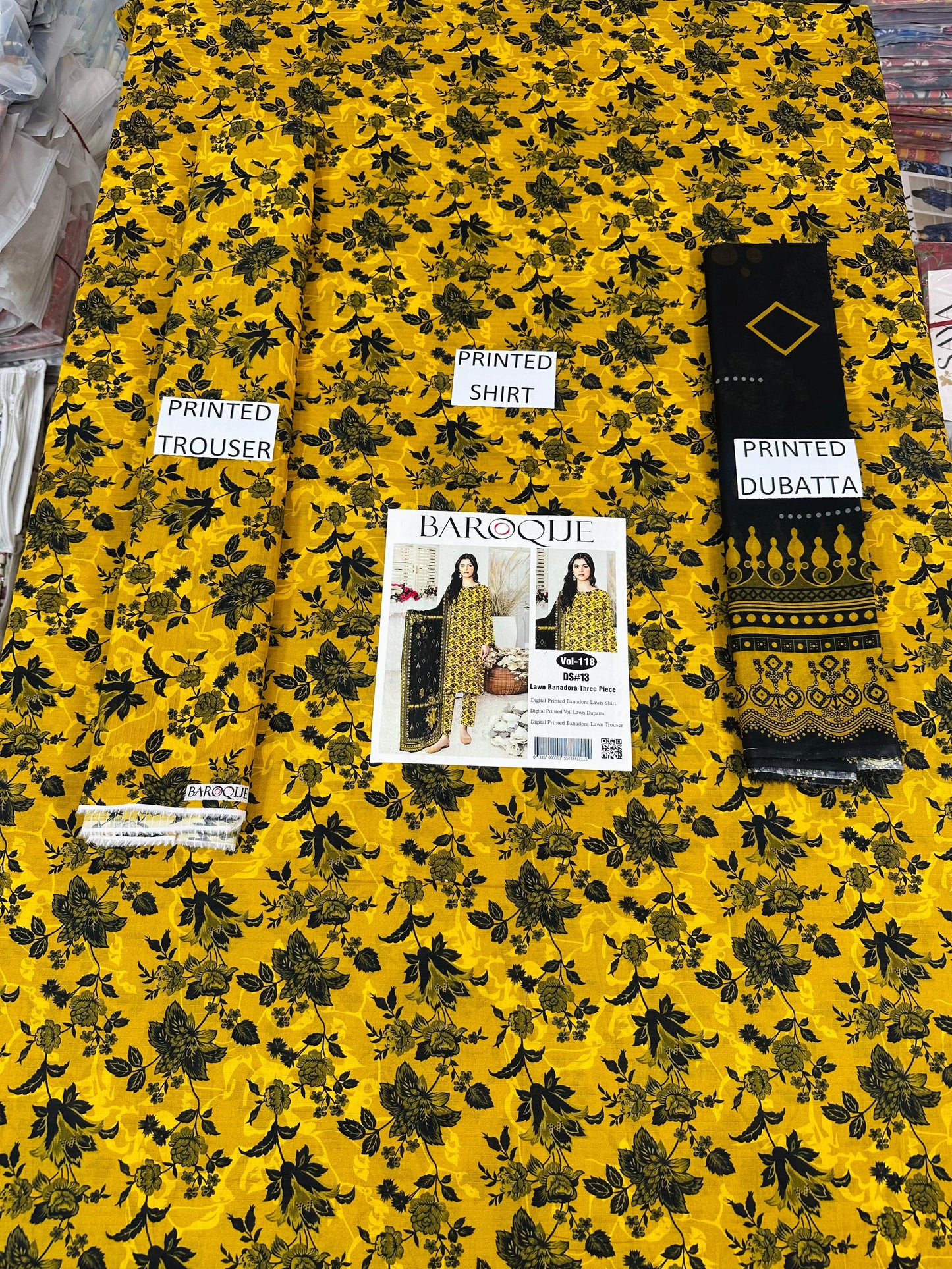VOL 118 | DS 13 | DIGITAL PRINTED BANADORA LAWN 3PC VOIL LAWN DUPATTA
