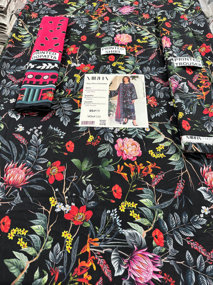 VOL 125 | DS 19 | DIGITAL PRINTED BANADORA LAWN 3PC VOIL LAWN DUPATTA