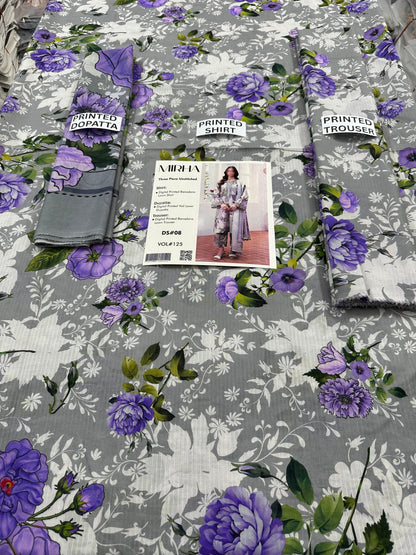 VOL 125 | DS 08 | DIGITAL PRINTED BANADORA LAWN 3PC VOIL LAWN DUPATTA